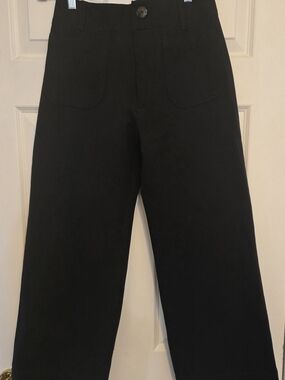 Maeve Colette Black High-Waist Wide Leg Crop Trousers NWOT Sz 29